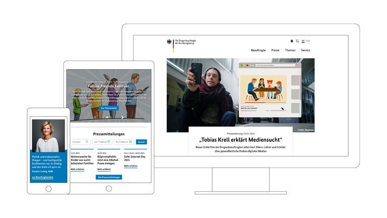 Responsive Design-Ansicht der Drogenbeauftragten der Bundesregierung