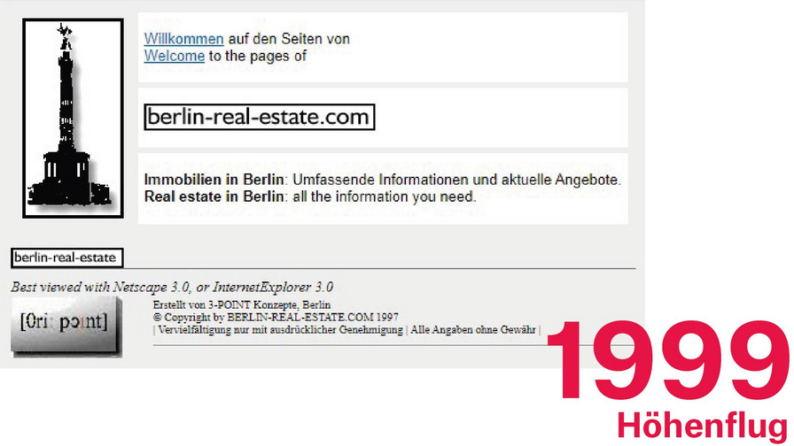 Website der Immobilienplattform Berlin Real Estate von 1999